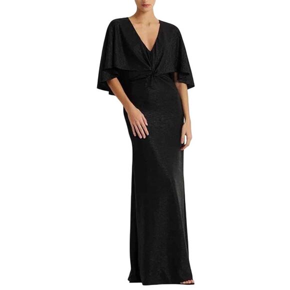 Lauren by Ralph Lauren Dresses & Skirts - Lauren Ralph Lauren Twist-Front Cape-Overlay Gown Black Size US 6